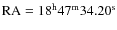 $\rm RA = 18^{\rm h} 47^{\rm m} 34.20^{\rm s}$