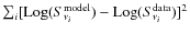 $\sum_i [\mbox{\rm Log}(S_{\nu_i}^{\rm model})-\mbox{\rm Log}(S_{\nu_i}^{\rm data})]^2$