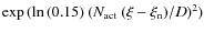 $\exp{(\ln{(0.15)}~(N_{\rm act}~(\xi-\xi_{{\rm n}})/D)^2)}$