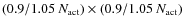 $(0.9/1.05~N_{\rm act})\times (0.9/1.05~N_{\rm act})$