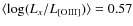 $\langle \log(L_x/L_{\rm [OIII]})\rangle=0.57$