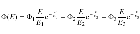 \begin{displaymath}\Phi(E)=\Phi_{1} \frac{E}{E_{1}}{\rm e}^{-\frac{E}{E_{1}}} + ...
...}{E_{2}}} + \Phi_{3} \frac{E}{E_{3}}{\rm e}^{-\frac{E}{E_{3}}}
\end{displaymath}
