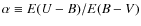 $\alpha \equiv E(U-B)/E(B-V)$