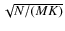 $\sqrt{N/(MK)}$