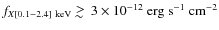 $f_{X[0.1{-}2.4]~{\rm keV}} \; \raise0.3ex\hbox{$>$\kern-0.75em \raise-1.1ex\hbox{$\sim$ }}\;3 \times
10^{-12}~{\rm erg~s^{-1}~cm^{-2}}$