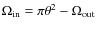 $\Omega_{\rm in}=\pi\theta^2-\Omega_{\rm out}$