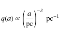 \begin{displaymath}%
q(a)\propto\left(\frac{a}{\mbox{pc}}\right)^{-\lambda}~\mbox{pc}^{-1}
\end{displaymath}