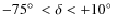 $-75\hbox{$^\circ$ }< \delta <+10\hbox{$^\circ$ }$