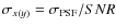 $\sigma_{x(y)} = \sigma_{\rm PSF}/SNR$