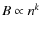 $B \propto n^{k}$