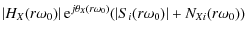 $\displaystyle \abs{H_X(r\omega_0)} {\rm e}^{j\theta_X(r\omega_0)} (\abs{S_i(r\omega_0)} + N_{Xi}(r\omega_0))$