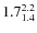 $\rm 1.7^{2.2}_{1.4}$