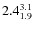 $\rm 2.4^{3.1}_{1.9}$