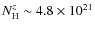 $N^{z}_{\rm H} \sim 4.8\times 10^{21}$