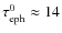 $\tau_{\rm eph}^0 \approx 14$