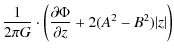 $\displaystyle \frac{1}{2 \pi G} \cdot \left (
\frac{\partial \Phi}{\partial z} + 2 (A^2 - B^2) \vert z\vert \right )$