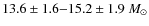 $13.6 \pm 1.6 {-} 15.2 \pm 1.9 ~M_{\odot}$