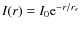 $I(r)=I_{0}{\rm e}^{-r/r_e}$