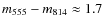 $m_{555} - m_{814} \approx 1.7$