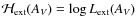 ${\cal{H}}_{\rm ext}(A_V) = \log L_{\rm ext}(A_V)$