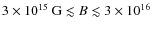 $3\times
10^{15}~{\rm G} \lesssim B \lesssim 3\times 10^{16}~$