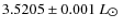 $3.5205\pm 0.001~L_{\hbox{$\odot$ }}$