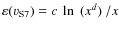 $\varepsilon(v_{\rm S7}) = c~\ln~(x^{d})~/x$