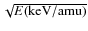 $\sqrt{E({\rm keV/amu})}$