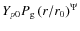 $Y_{p0} P_{\rm g}\left(r/r_{0}\right)^{\Psi}$