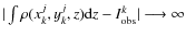 $\vert \int\rho(x_k^j,
y_k^j, z) {\rm d}z - I_{\rm obs}^k \vert \longrightarrow \infty$