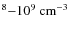 $^8{-}10^9\rm ~cm^{-3}$
