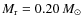 $M_{\rm r} = 0.20~\ensuremath{\mbox{\it M}_{\odot}} $