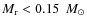 $M_{\rm r}<0.15~\ensuremath{~\mbox{\it M}_{\odot}} $
