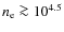 $n_{\rm e}\ga 10^{4.5}$