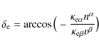 \begin{displaymath}%
\delta_{\rm e}=\arccos\big(-\frac{\kappa_{{\rm e}\alpha}n^\alpha}{\kappa_{{\rm e}\beta}v^{\beta}}\big)
\end{displaymath}