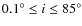 $0.1^\circ\leq
i\leq85^\circ$