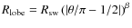 $R_{\rm lobe}=R_{\rm sw}\left(\vert\theta/\pi-1/2\vert\right)^\beta$