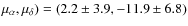 $\mu _{\alpha }, \mu _{\delta }) = (2.2\pm 3.9, -11.9\pm 6.8)$