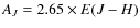 $A_J= 2.65\times E(J-H)$
