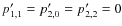 $p^{\prime}_{1,1} = p^{\prime}_{2,0} = p^{\prime}_{2,2} = 0$
