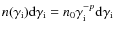 $n(\gamma_{\rm i}){\rm d}\gamma_{\rm i}=n_{0}\gamma_{\rm i}^{-p}{\rm d}\gamma_{\rm i}$