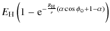 $\displaystyle E_{\rm H} \left(1-{\rm e}^{- \frac{R_{\rm H}}{r}(\alpha \cos{\phi_\odot} +1 -\alpha)}\right)$