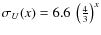 $\sigma_U(x) = 6.6 ~ \left(\frac{4}{3}\right)^{x}$