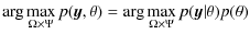 $\displaystyle \arg\max_{\Omega \times \Psi} p({\vec y},\theta)= \arg\max_{\Omega \times \Psi} p({\vec y}\vert\theta)p(\theta)$