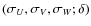 $(\sigma_{U},\sigma_{V},\sigma_{W}; \delta)$