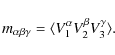 \begin{displaymath}%
m_{\alpha \beta \gamma} = \langle V_1^\alpha V_2^\beta V_3^\gamma \rangle.
\end{displaymath}