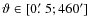 $\vartheta \in [0\hbox {$.\mkern -4mu^\prime $ }5;460']$