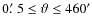 $0\hbox{$.\mkern-4mu^\prime$ }5 \leq \vartheta \leq 460'$