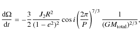 \begin{displaymath}
\frac {{\rm d} \Omega} {{\rm d}t} = - \frac {3}{2} \frac {J_...
...2 \pi} {P}\right)^{7/3} \frac {1} {(G M_{{\rm total}})^{2/3}},
\end{displaymath}