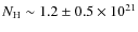 $N_{\rm H}\sim 1.2\pm 0.5\times 10^{21}$
